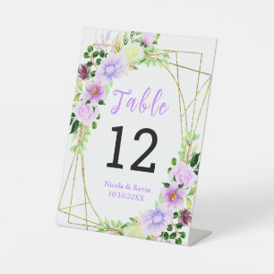 Frühlingslila Blumen mit Laub Sockelschild