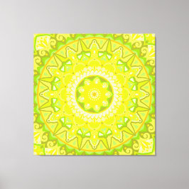 Frühlingsmandala Grün Gelb Boho Floral Leinwanddruck