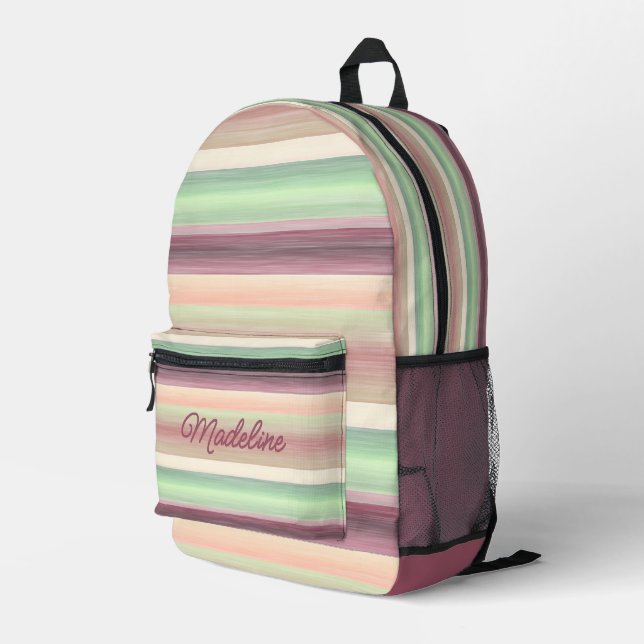 Frühlingsmarine Mauve Taupe Pfirsich Rosa Kunstwer Bedruckter Rucksack (Rückseitige Ecke Rechts)