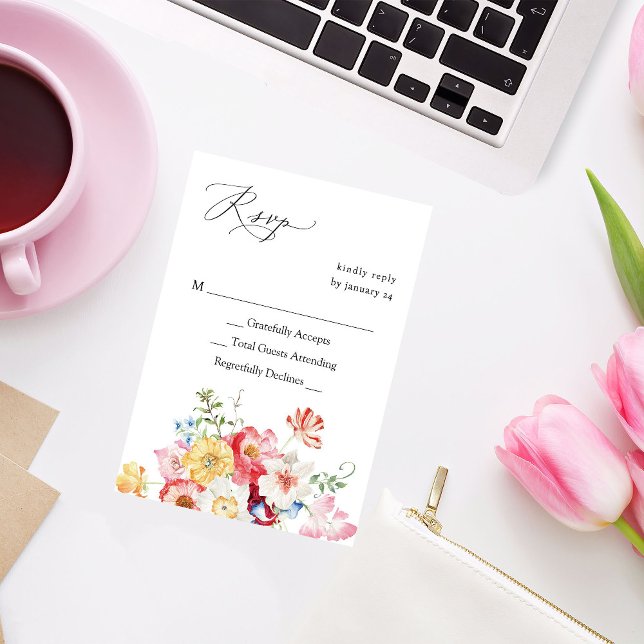 Frühlingsmehrfarbige Florals ohne UAWG RSVP Karte (Von Creator hochgeladen)