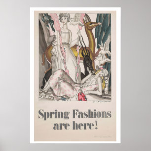Frühlingsmode ist da Vintage Art Deco Poster
