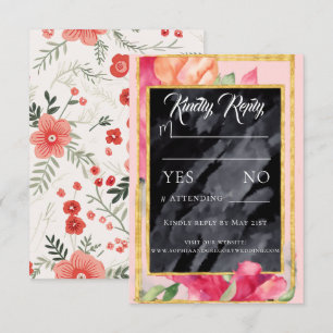 Frühlingsmohn Tafel Hochzeit Antwortkarte RSVP Karte