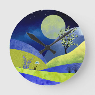 Frühlingsmond Runde Wanduhr