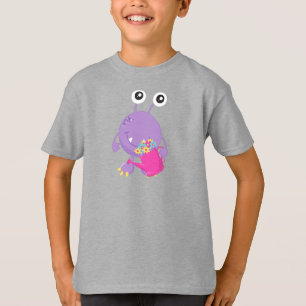 Frühlingsmonster, farbige Blume, Lila Monster T-Shirt