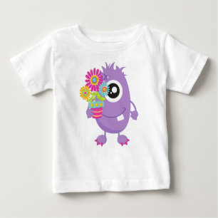Frühlingsmonster, Lila Monster, farbenfrohe Blume Baby T-shirt