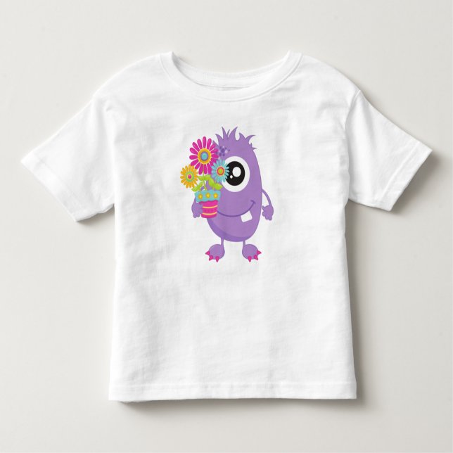 Frühlingsmonster, Lila Monster, farbenfrohe Blume Kleinkind T-shirt (Vorderseite)