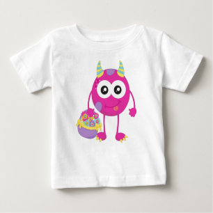 Frühlingsmonster, rosa Monster, Hörner, Blume Baby T-shirt