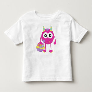 Frühlingsmonster, rosa Monster, Hörner, Blume Kleinkind T-shirt