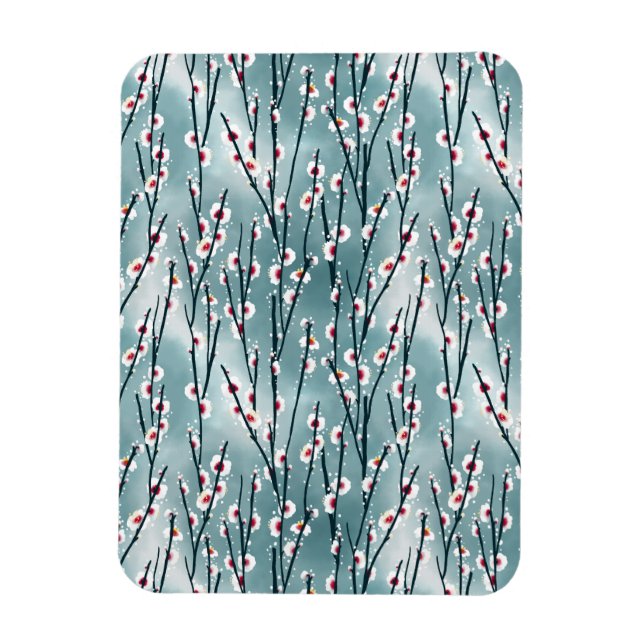 Frühlingsmuster Blossom Blumenmuster Magnet (Vertikal)