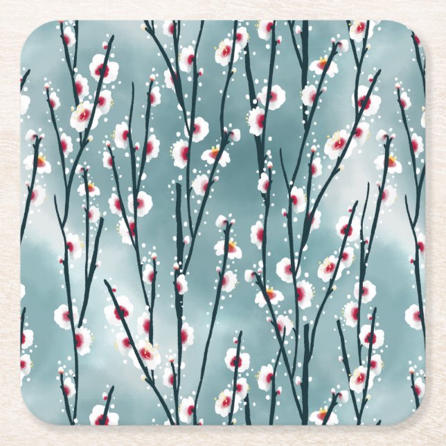 Frühlingsmuster Blossom Blumenmuster Rechteckiger Pappuntersetzer (Vorderseite)