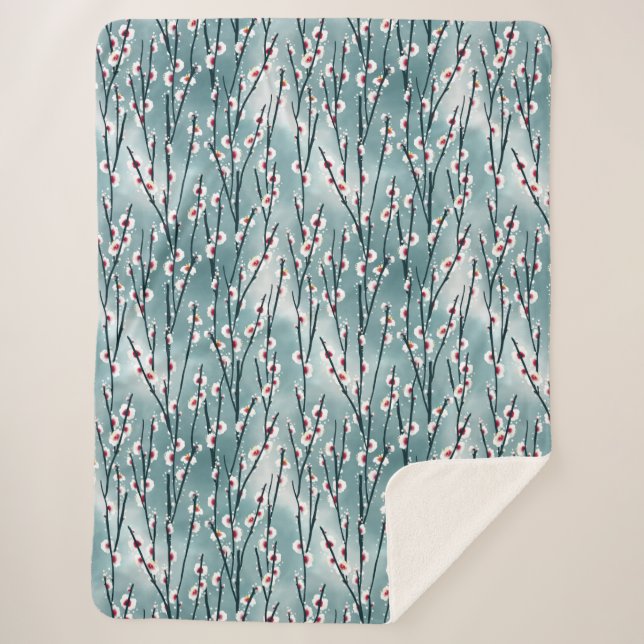 Frühlingsmuster Blossom Blumenmuster Sherpadecke (Vorderseite)