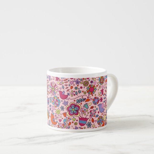 Frühlingsmuster mit bunten Blumen Espressotasse (Vorderseite Rechts)
