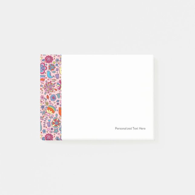 Frühlingsmuster mit bunten Blumen Post-it Klebezettel (Vorderseite)
