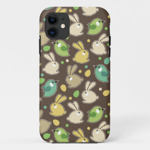 Frühlingsmuster mit Ostereiern, Vögel iPhone 11 Hülle