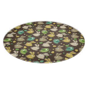 Frühlingsmuster mit Ostereiern, Vögel Schneidebrett