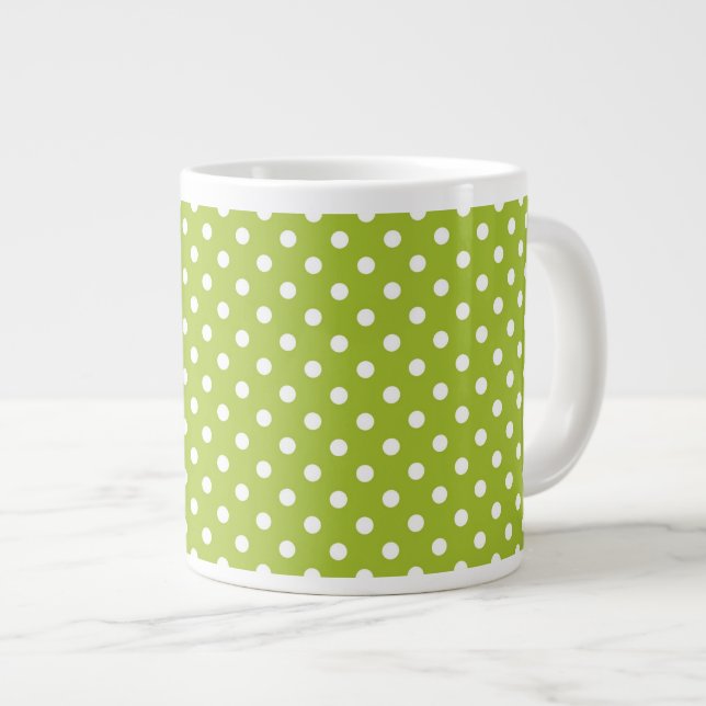 Frühlingsmuster mit weißen Polka-Punkten Jumbo-Tasse (Vorderseite Rechts)