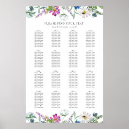 Frühlingsmuster Wildblumen 16 Tabelle Hochzeitssit Poster
