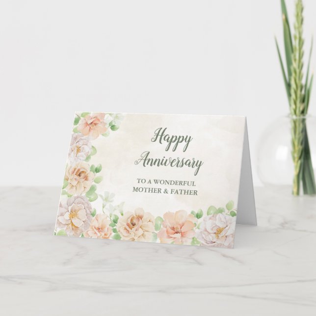 Frühlingsmutter und Vater Hochzeitstag Karte (Vorderseite)