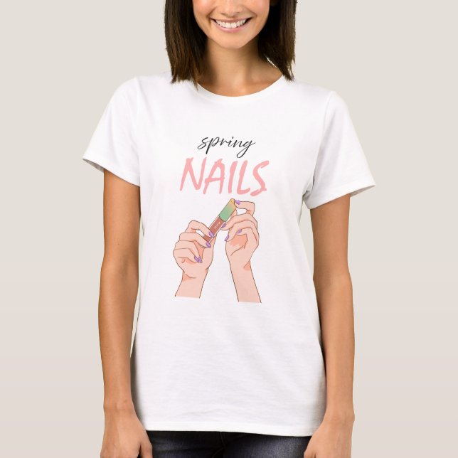 Frühlingsnägel – Glänzender Stil T-Shirt (Vorderseite)