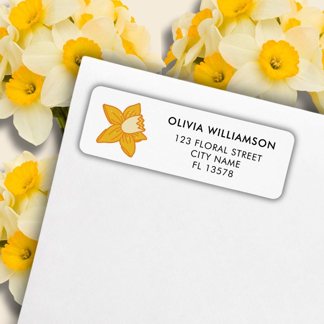 Frühlingsnarzisse (Daffodil spring floral address label)