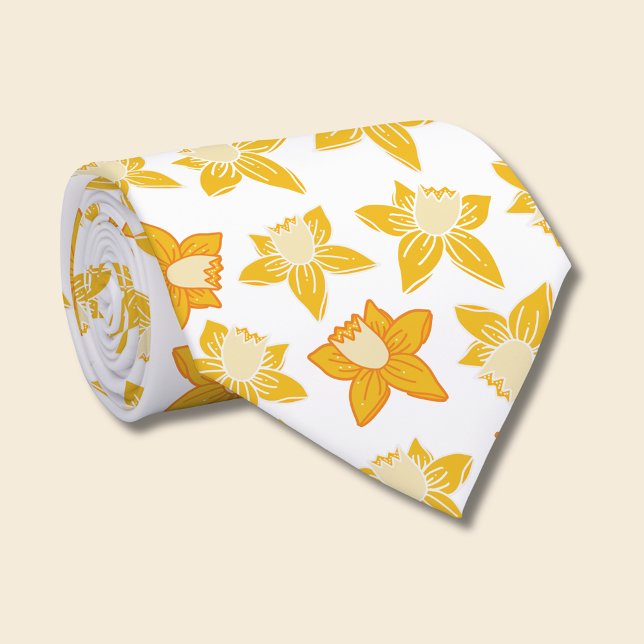 Frühlingsnarzisse-Muster Krawatte (Daffodil spring floral tie)