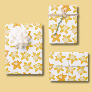 Frühlingsnarzissen-Muster Geschenkpapier Set