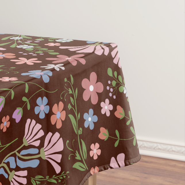 Frühlingspark mit schokoladenbraunem Hintergrund Tischdecke (Beispiel)