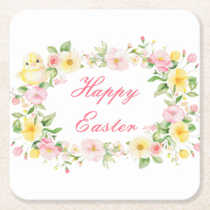 Frühlingsparty mit floraler Ostereiersuche Rechteckiger Pappuntersetzer