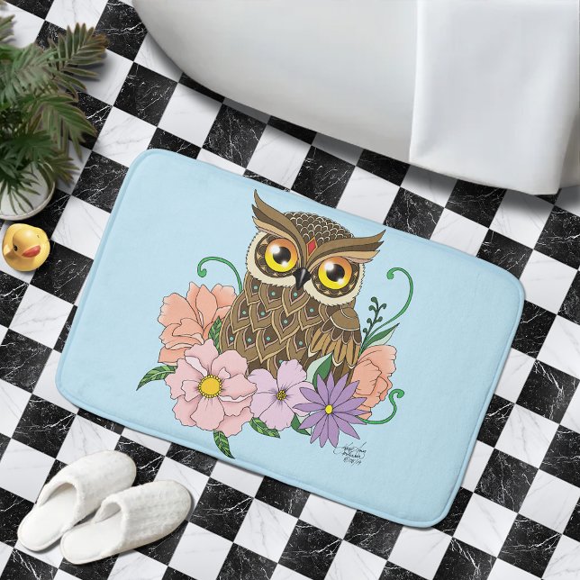 Frühlingspastel Blume Owl Badematte (Von Creator hochgeladen)