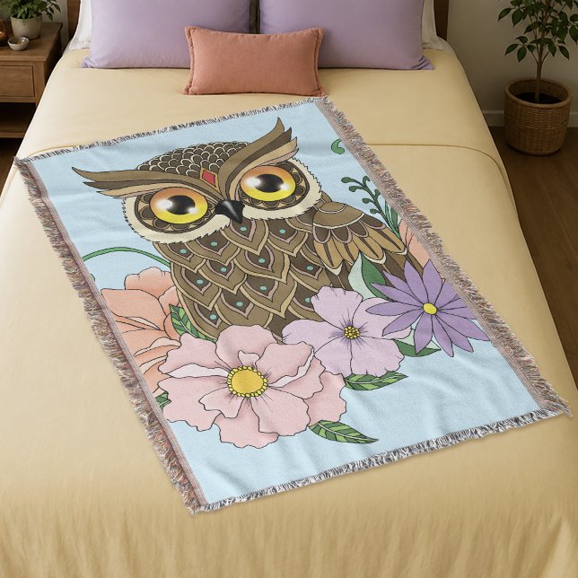 Frühlingspastel Blume Owl Decke (Von Creator hochgeladen)