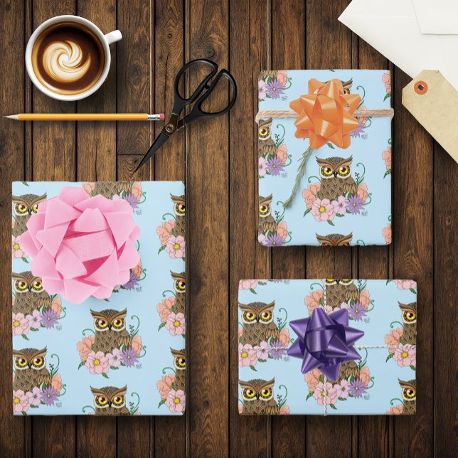 Frühlingspastel Blume Owl Geschenkpapier Set (Von Creator hochgeladen)