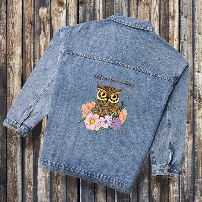 Frühlingspastel Blume Owl Jeansjacke (Von Creator hochgeladen)
