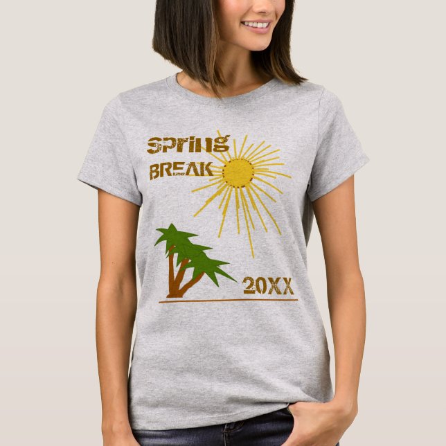 Frühlingspause Sonnenschein und Palmen Bäume Ziel T-Shirt (Vorderseite)