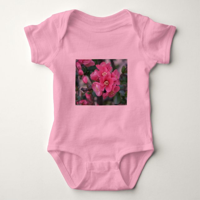 Frühlingspink blühende Ruhe Baby Strampler (Vorderseite)