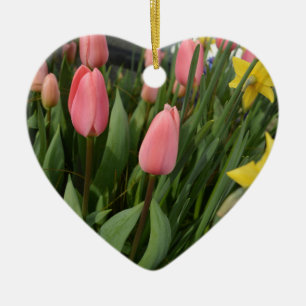 Frühlingspink Tulpe Blume zum Geburtstag Keramik Ornament