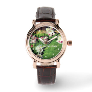 Frühlingspink und weiß Blüten Armbanduhr