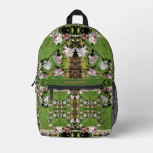 Frühlingspink und weiß Blüten Personalisiert Bedruckter Rucksack