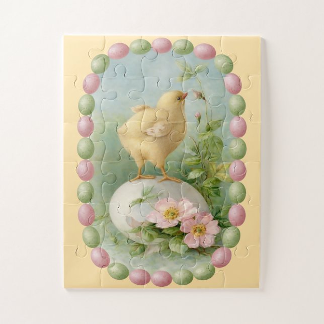 Frühlingspouschen mit Pastell-Eier-Rahmen Puzzle (Vertikal)