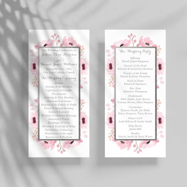 Frühlingsprogramm "Pinks Watercolor Floral Wedding Werbekarte (Von Creator hochgeladen)