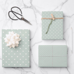 Frühlingspunkte Klassisch Gedämpftes Salbei Geschenkpapier Set
