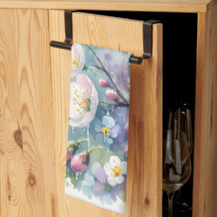 Frühlingsregen Blüten Aquarell Cottagecore Geschirrtuch