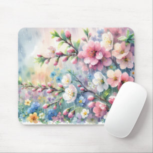 Frühlingsregen-Blüten-Aquarell-Cottagecore Mousepad