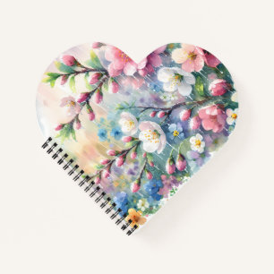 Frühlingsregen-Blüten-Aquarell-Cottagecore Notizbuch