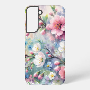Frühlingsregen Blüten Aquarell Cottagecore Samsung Galaxy Hülle