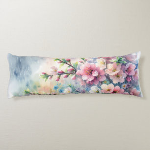 Frühlingsregen-Blüten-Aquarell-Cottagecore Seitenschläferkissen