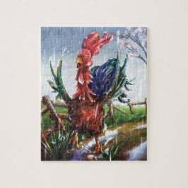 Frühlingsregen-Hahn-Illustration-Jigsaw-Puzzle Puzzle