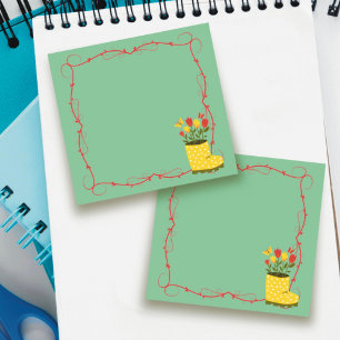 Frühlingsregenstiefel, Tulpe, Schmetterling Post-I Post-it Klebezettel