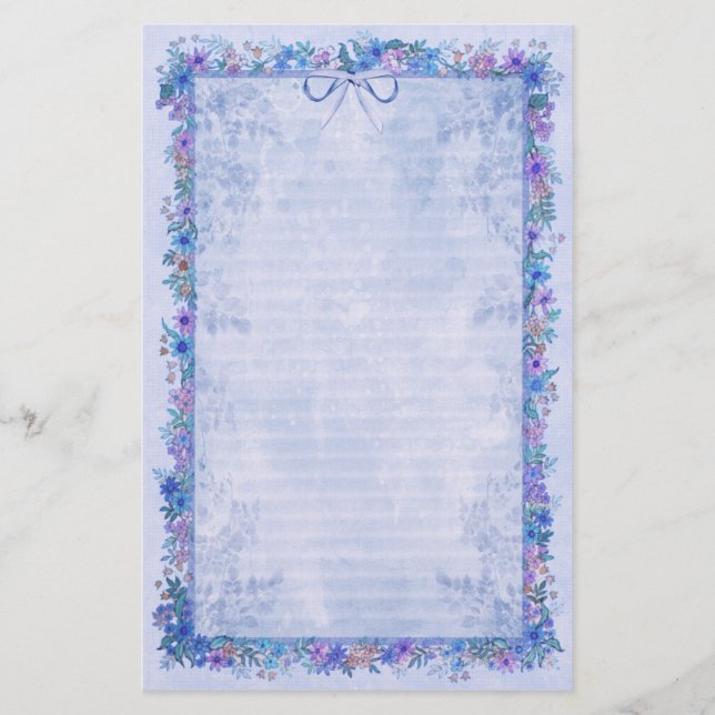 Frühlingsromane - Blau Briefpapier (Vorderseite)
