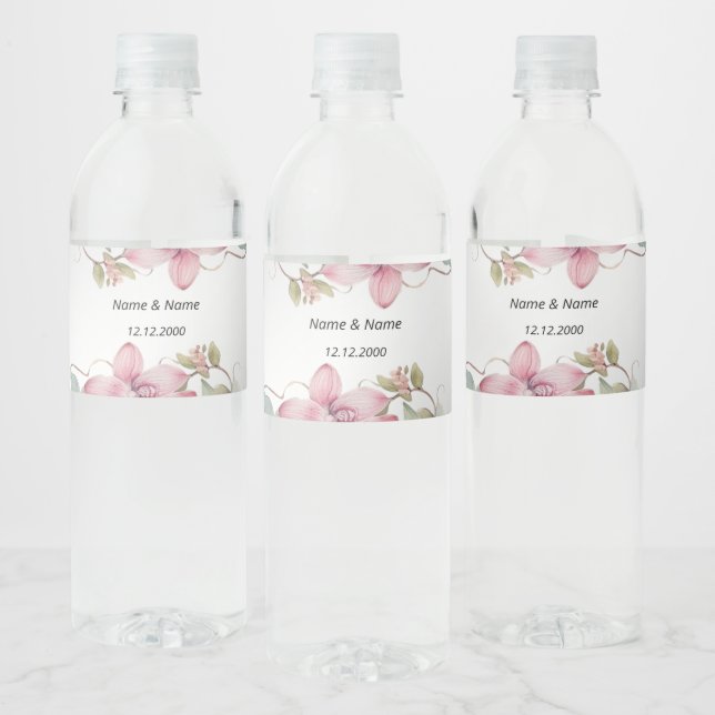 Frühlingsrosa Floral Wasser Etikett (Flaschen)