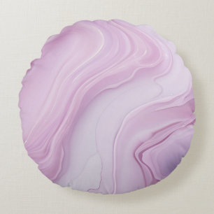 Frühlingsrosa Hellrosa Marmorplatte Swirl Rundes Kissen